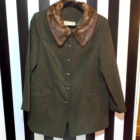 Vintage 1940s/50s Made In Columbia Mink Collar Coat Military Rare Style Medium - Picture 12 of 17